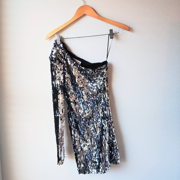 Dress the Population Metallic One Shoulder Dress - Picture 3 of 5